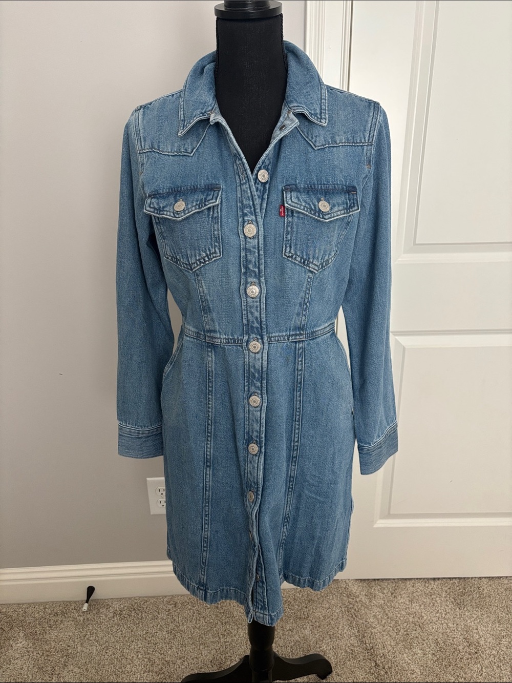 Levi's Medium Blue Denim Button-Front Dress